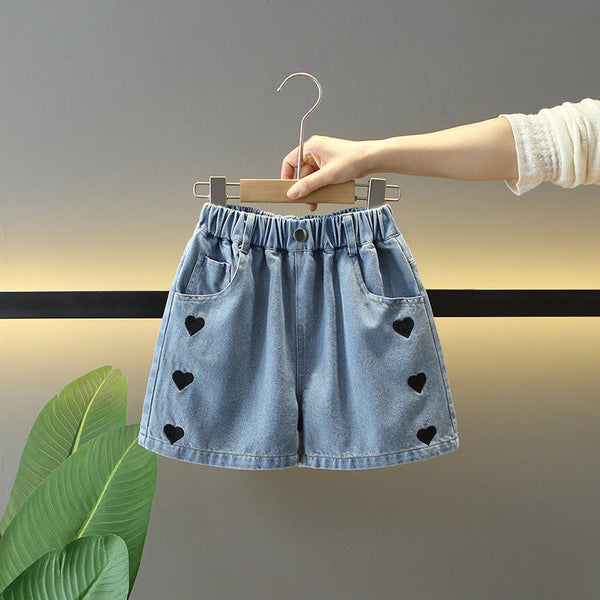 Girls’ Denim Shorts – Thin Five-Point Pants