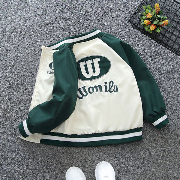 Kids’ Color-Block Jacket – Zipper Coat for Boys & Girls