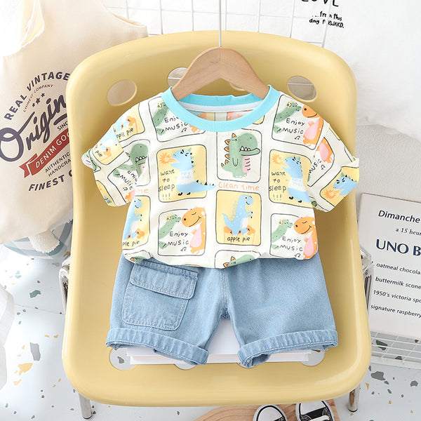 Foreign trade children's clothing summer new boys' small and medium-sized children's clothing casual and comfortable short-sleeved clothing two-piece clothing