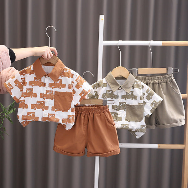 Children's short-sleeved set pure cotton summer new baby shorts clothes boys summer clothes girls t-shirts children's clothing