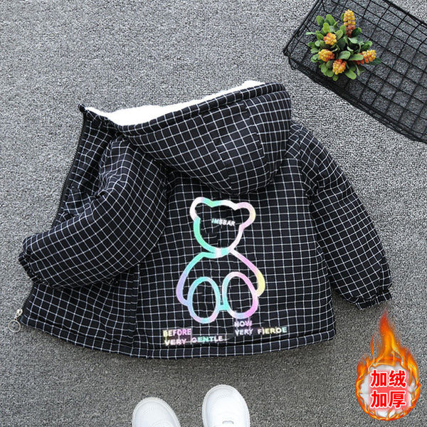 Boys' fleece jacket autumn and winter 2025 new baby casual hooded cotton-padded coat Korean version of children's thickened top tide