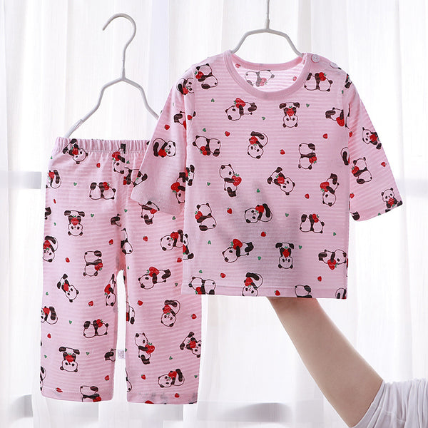 Children's pure cotton pajamas homewear set Summer boys' air-conditioning clothes Baby pajamas Girls' clothes Children's clothing