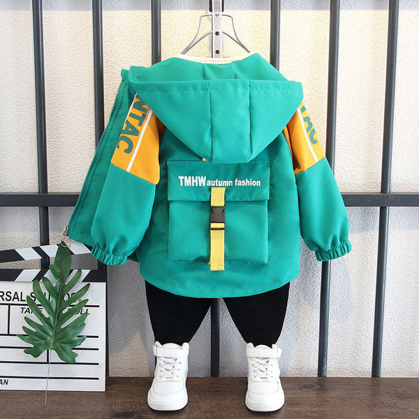 Boys' spring jacket 2025 new  trench coat simple and generous baby handsome jacket for girls