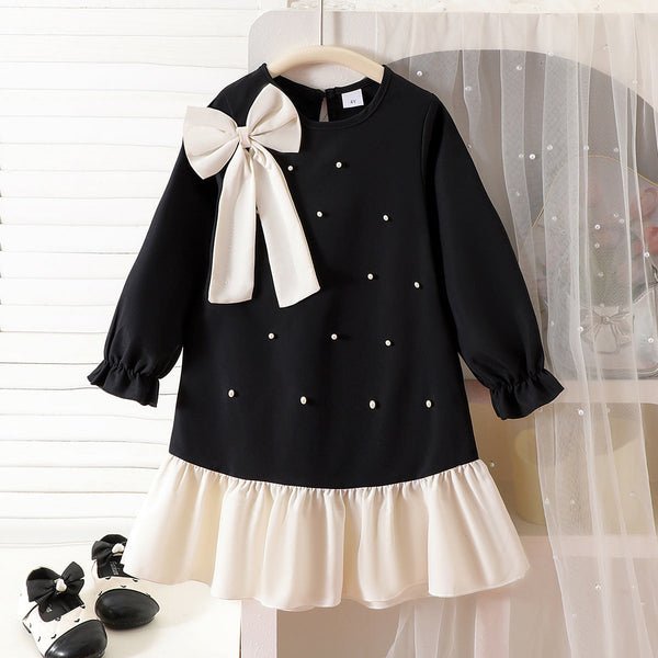 Girls’ Black Dress – 2025 New Kids’ Fashion Outfit, Elegant Cross-Border Foreign Trade Clothing
