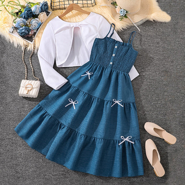 Girls’ Two-Piece Suit – Suspender Dress with Long-Sleeved Jacket