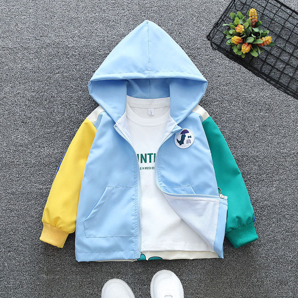 2025 New Korean Style Kids' Jacket – Cartoon Hooded Trench Coat for Boys & Girls (Spring & Autumn)