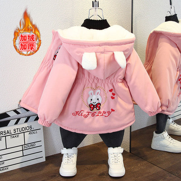 Girls' jacket autumn and winter 2025 new children's fashionable winter children's clothing medium and older children's velvet thickened baseball jersey