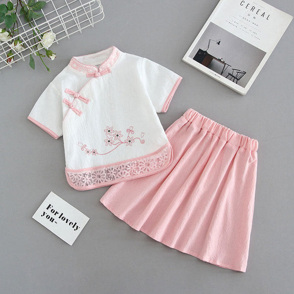 Children's cheongsam summer 2025 new girls' Tang suit cotton and linen baby Hanfu Chinese style children's dress