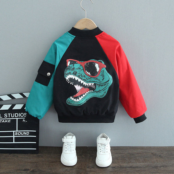 2025 Kids’ Dino Jackets – Foreign-Style Baseball Jacket