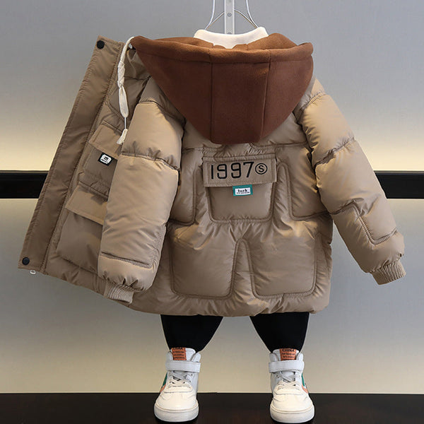Boys’ Winter Down Cotton Coat with Lamb Fleece Lining – Thick Warm Foreign Trade Jacket