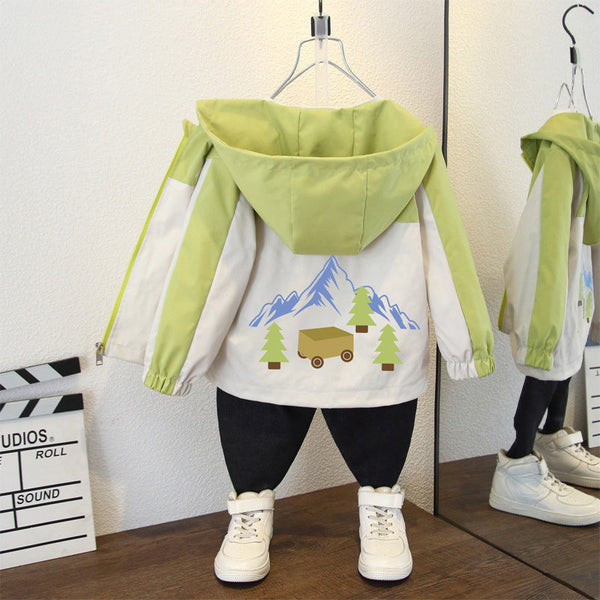 Children's clothing 2025 spring children's coat thin medium and old children's trendy hooded jacket baby spring top trendy