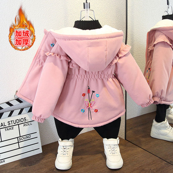 Girls' jackets autumn and winter 2025 new children's children's clothing girls' babies fleece thickened fashionable cotton-padded clothes outside