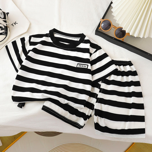 Children's short-sleeved set summer new boys' t-shirt shorts two-piece set baby Korean version summer children's clothing