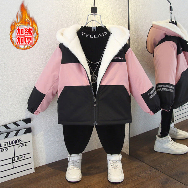 Kids’ Hooded Cotton-Padded Jacket – Winter Thickened Velvet Warm for Boys & Girls