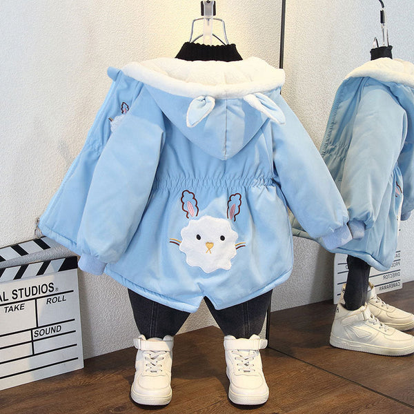 Girls' winter clothing new velvet 2025 new winter velvet thickened jacket boys winter baby foreign gas cotton clothing