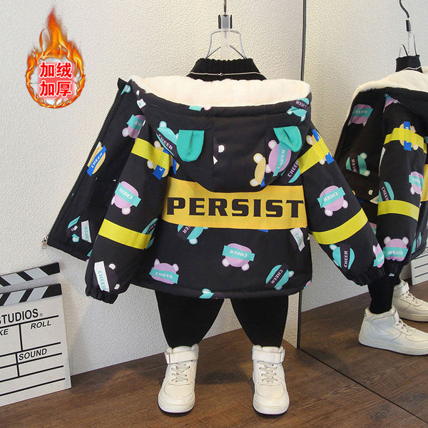 Processing custom boys' fleece jacket 2025 new children's thickened padded jacket boys' baby jacket pie overcome top
