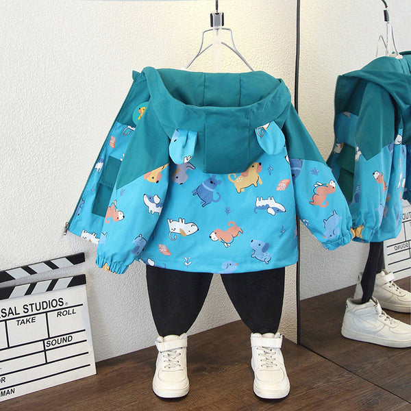 Children's clothing 2025 spring children's thin tops boys spring cartoon jackets medium children's baby jackets trench coats
