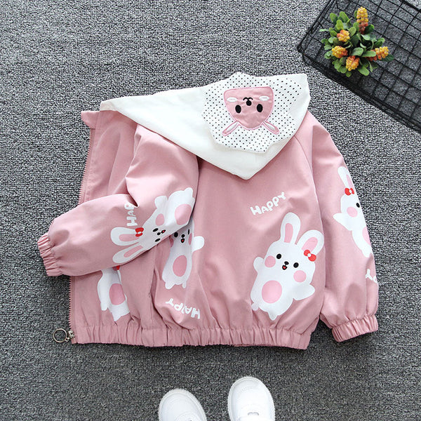 Girls loose hooded jacket spring 2025 new Korean version  fashion top trendy children's short thin