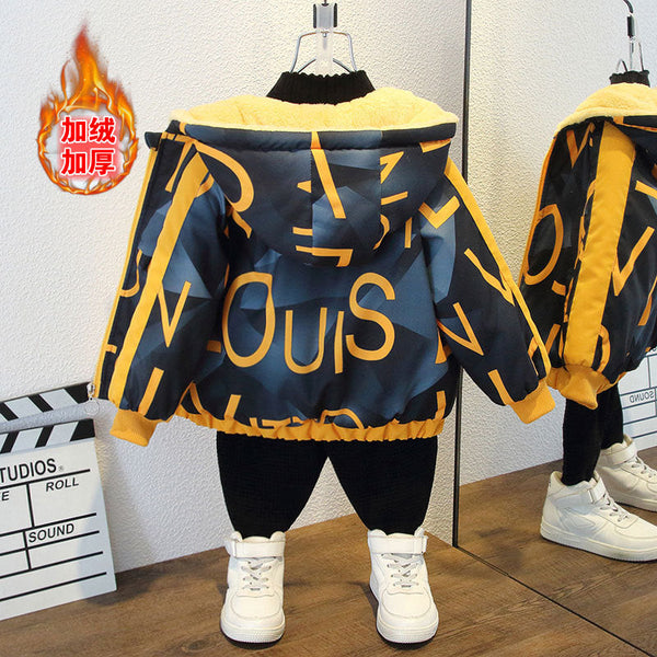 Children's clothing Boys' fleece jacket Autumn and winter new 2025 medium and small children's baby thickened children's pie to overcome warm cotton clothes