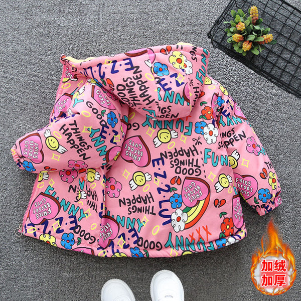 Girls' fleece jacket Children's winter top Foreign-style winter clothes Children's clothing Autumn and winter Baby girl baseball clothing