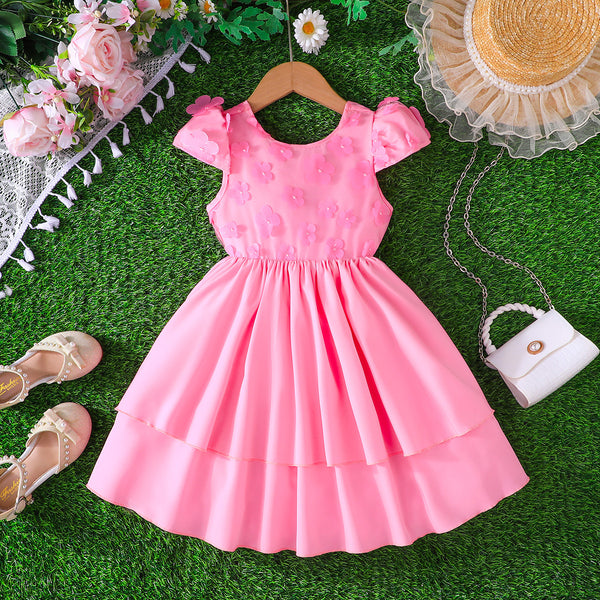 2025 new elegant princess dress back waist bow decorative cap sleeve dress summer vacation dress