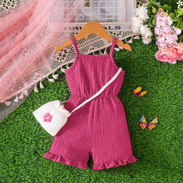 New baby girl cute simple onesie summer daily casual onesie shorts bag set