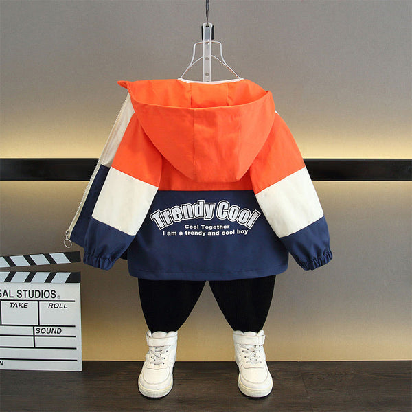 Children's clothing 2025 baby spring and autumn coat medium and older children's Korean version hooded zipper shirt jacket top boy jacket