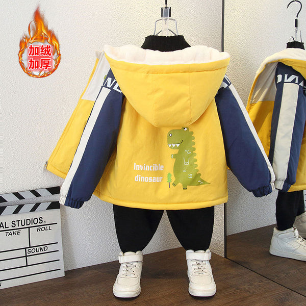 Boys winter jacket velvet 2025 new children's cotton clothes boys winter pie overcome thickened jacket