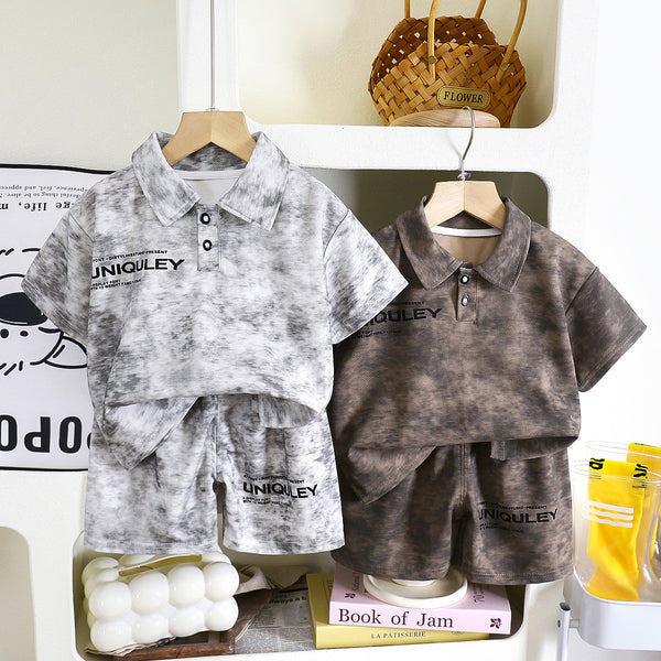 Children's POLO shirt set summer boys' new Korean version fashion short-sleeved shorts lapel summer children's clothing