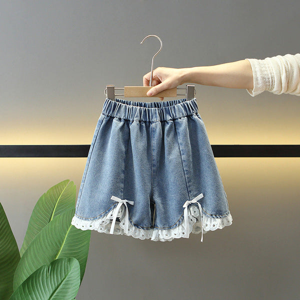 Girls' foreign-style denim shorts