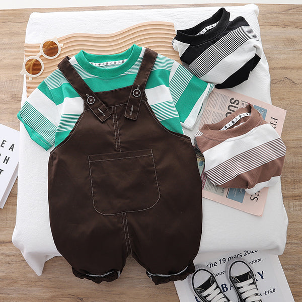 2025 children's clothing summer new children's suit overalls comfortable short-sleeved suit two-piece suit