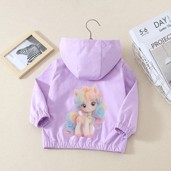 Girls spring and autumn cartoon coat 2025 new children's fashion Korean version jacket baby girl jacket trench coat