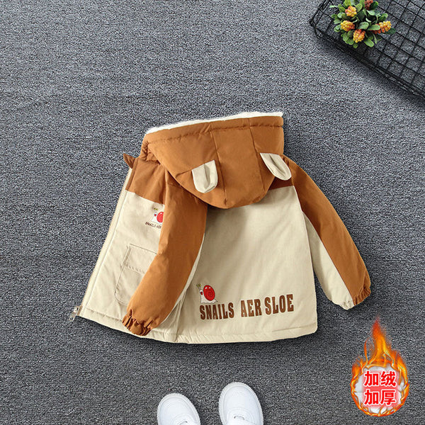 Boys' winter thickened cotton-padded jacket 2025 new children's clothing autumn and winter boys' velvet jacket wholesale trend