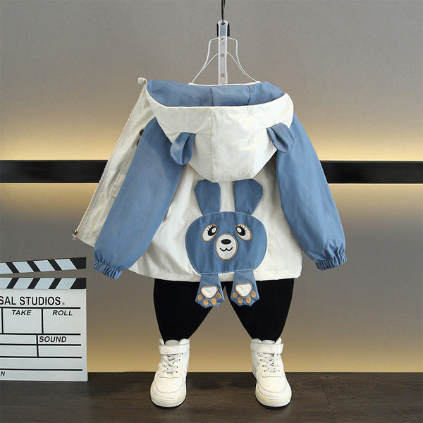 Children's clothing 2025 spring boys jacket medium children's autumn top baby Korean version hooded zipper shirt jacket spring clothing