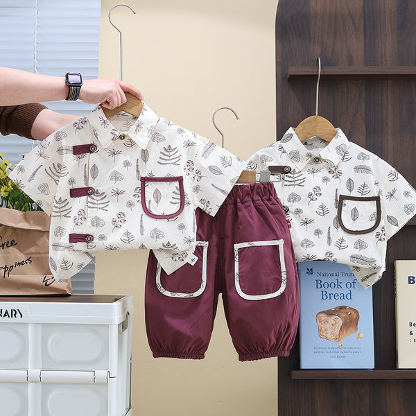 Children's short-sleeved set pure cotton summer new baby shorts clothes boys summer clothes girls t-shirts children's clothing