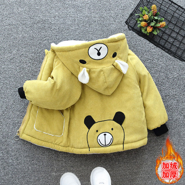 Boys' coat winter 2025 new baby top winter children's baby clothes fleece thickened children's winter clothing