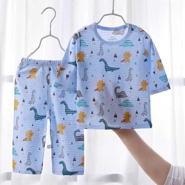 Children's pure cotton pajamas homewear set Summer boys' air-conditioning clothes Baby pajamas Girls' clothes Children's clothing