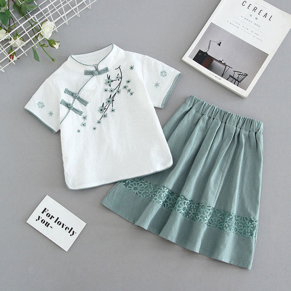 Girls Hanfu Summer Children's Chinese Style Tang Clothing Republic of China Style Dress Suit Improved Summer 2025 New