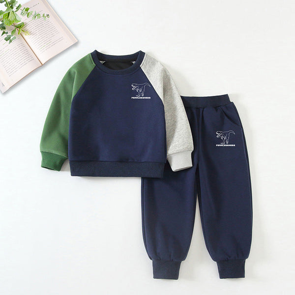[Two-piece set] Boys' autumn suit 2025 new sports clothes, two pieces of children's handsome sweater and sweatpants