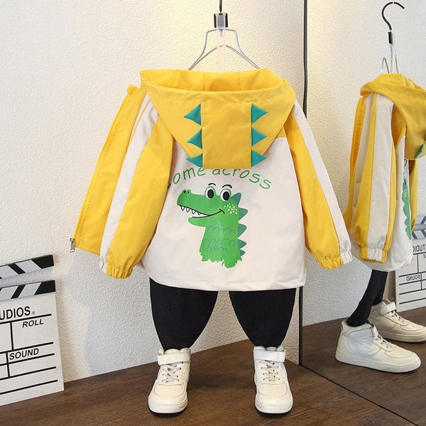 Children's jacket spring and autumn 2025 boys cartoon fashion jacket boys and girls color matching crocodile jacket trendy
