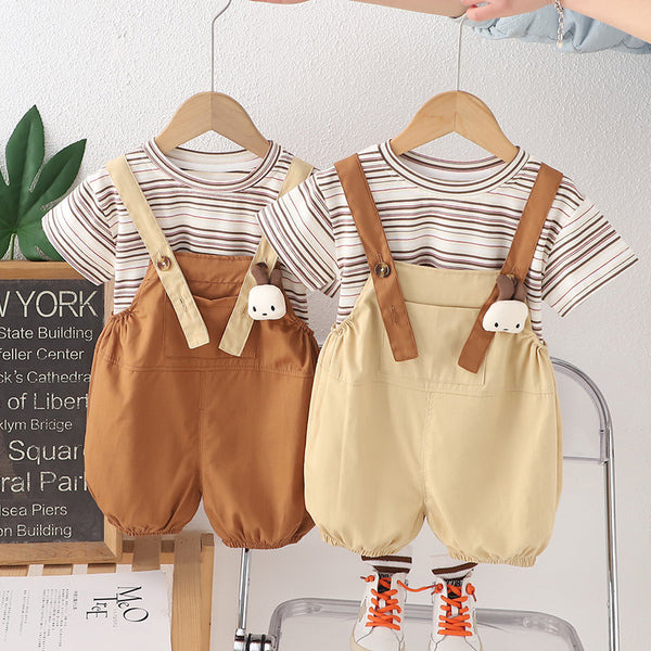 Children's summer doll rabbit short-sleeved overalls casual set 2025 new two-piece set infant