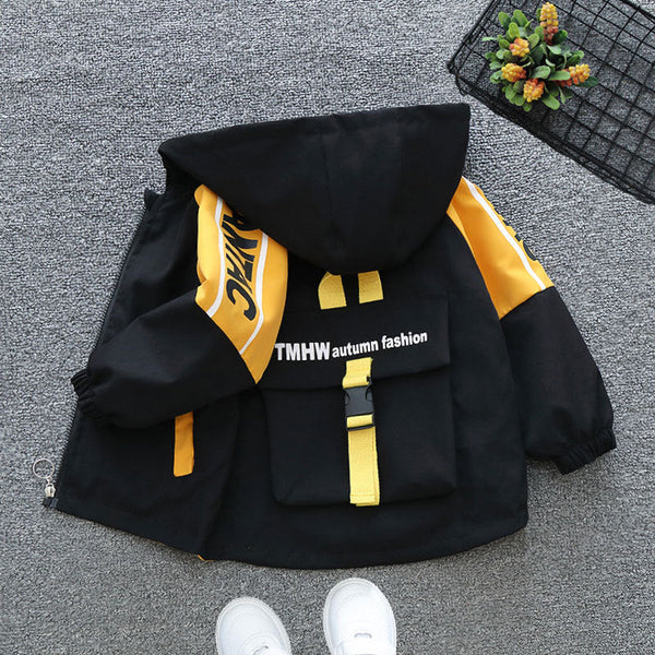 Boys' coat spring and autumn 2025 new children's trench coat medium and large children's thin spring clothing casual hooded jacket tide