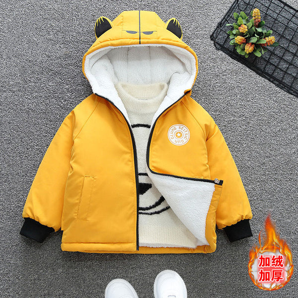 Children's clothing autumn and winter cartoon hooded velvet thickened coat