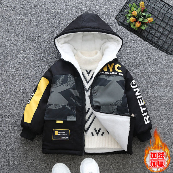 Boys' winter thickened velvet jacket for autumn and winter