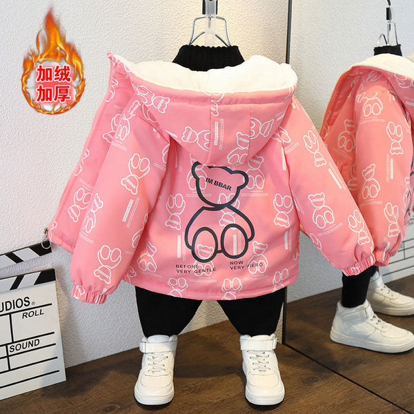 Girls' cotton-padded jacket autumn and winter 2025 new winter clothing children's pie to overcome piling and thickening warm winter cotton clothes