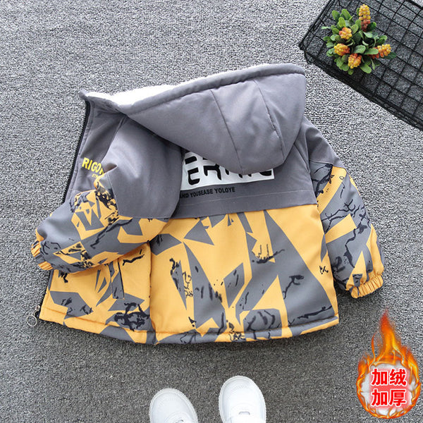 Boys' autumn and winter fleece jacket 2025 new Korean version of baby casual clothes children's thickened jacket trend