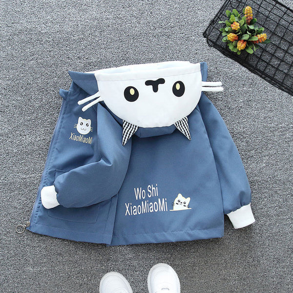 Children's clothing Boys' coat Hooded cartoon trench coat Spring and Autumn 2025 New small and medium-sized girls' top Children's jacket
