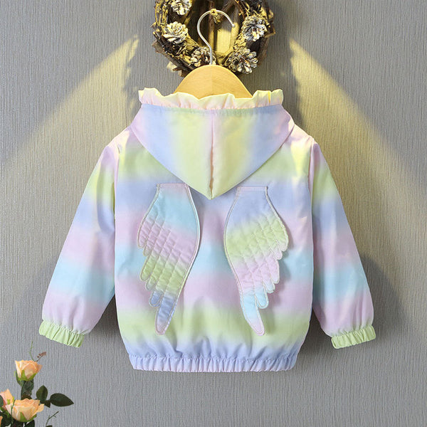 Girls hooded wings trench coat
