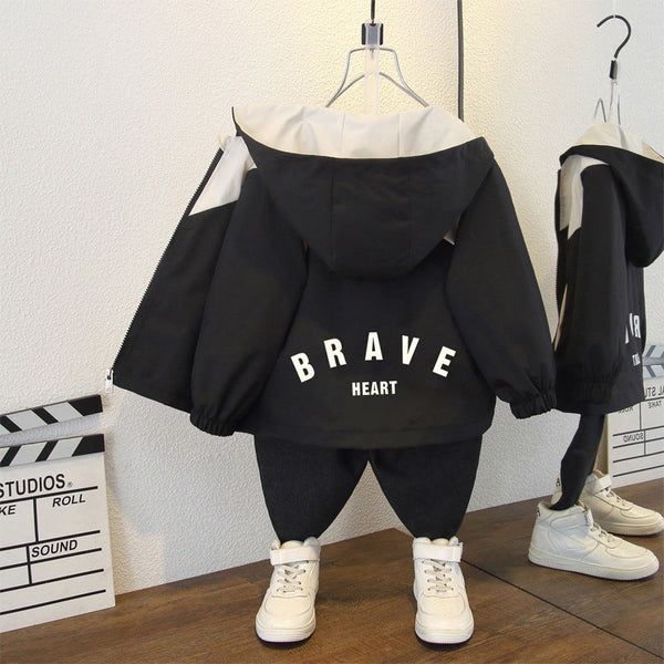 Processing custom boys' coat 2025 children's jacket medium and small children's handsome Korean version trench coat baby spring wear