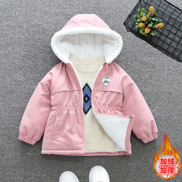 Winter Kids’ Cotton-Padded Jacket – Girls’ Velvet Thickened Long Coat